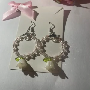 Blossom Charm Silver Hoops (white tulip)